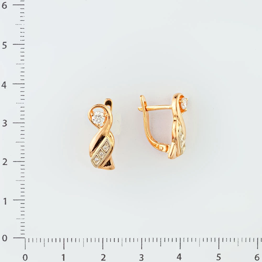 Серьги с бриллиантом из красного золота 585 пробы