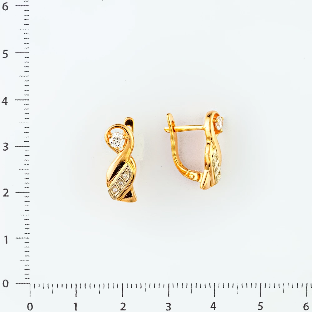 Серьги с бриллиантом из красного золота 585 пробы