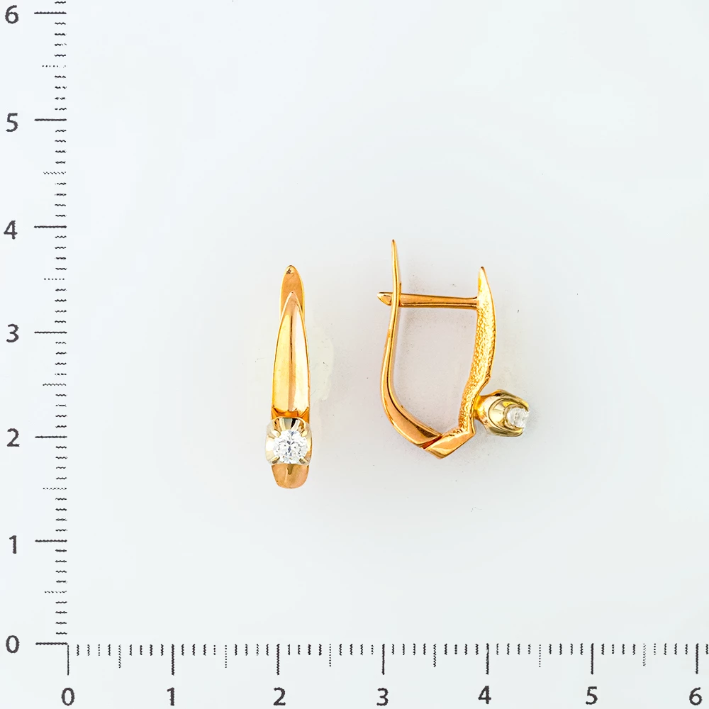 Серьги с фианитом из красного золота 585 пробы