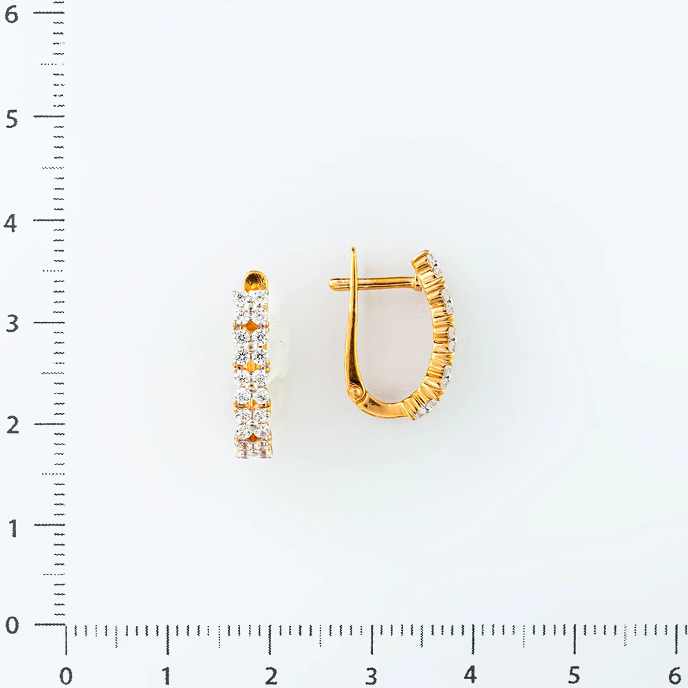 Серьги с фианитом из красного золота 585 пробы