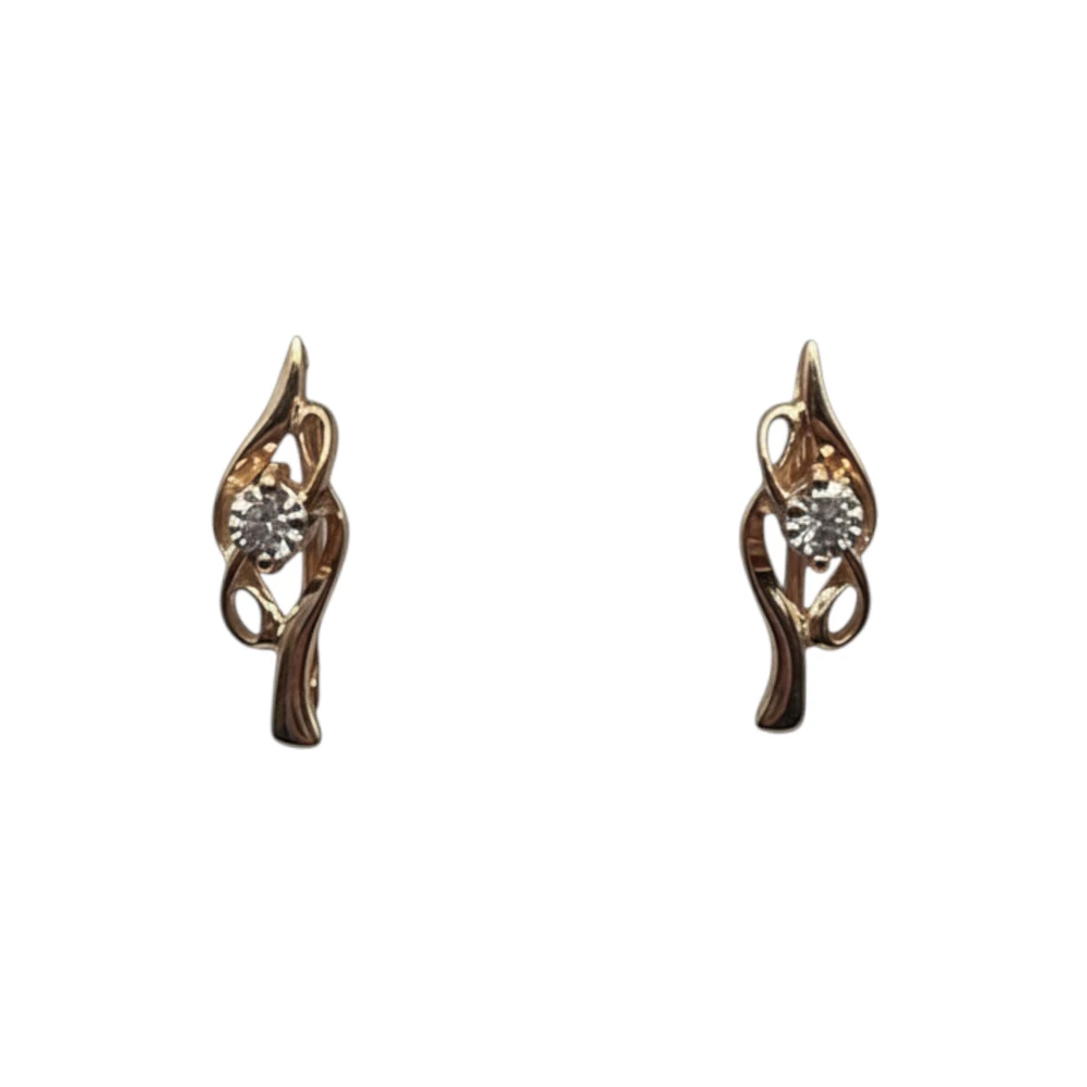 Серьги с бриллиантом из красного золота 585 пробы