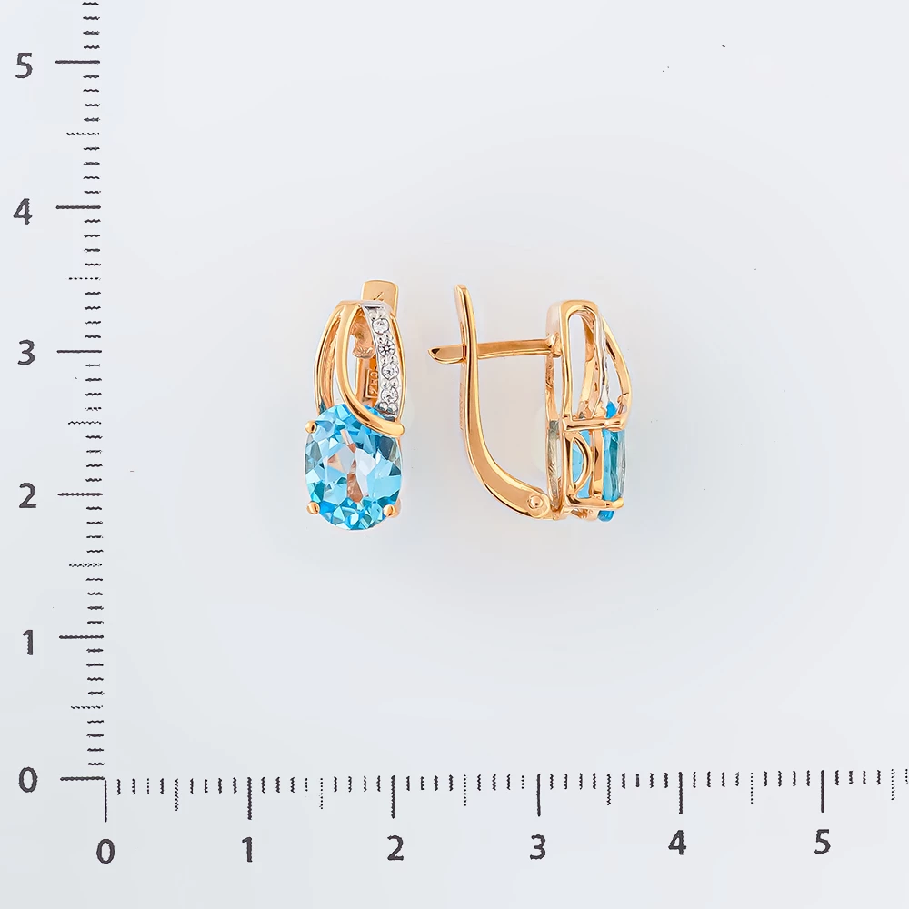 Серьги с топазом из красного золота 585 пробы
