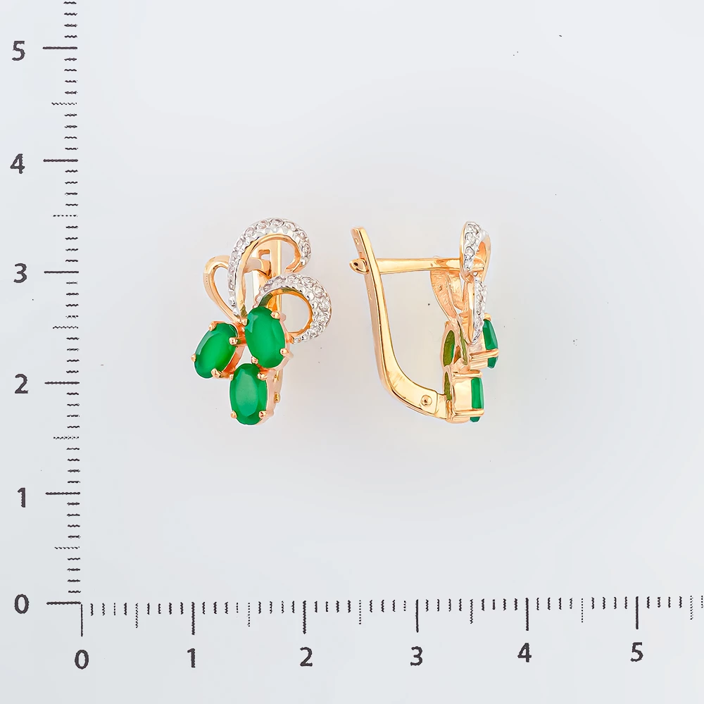 Серьги с агатом из красного золота 585 пробы