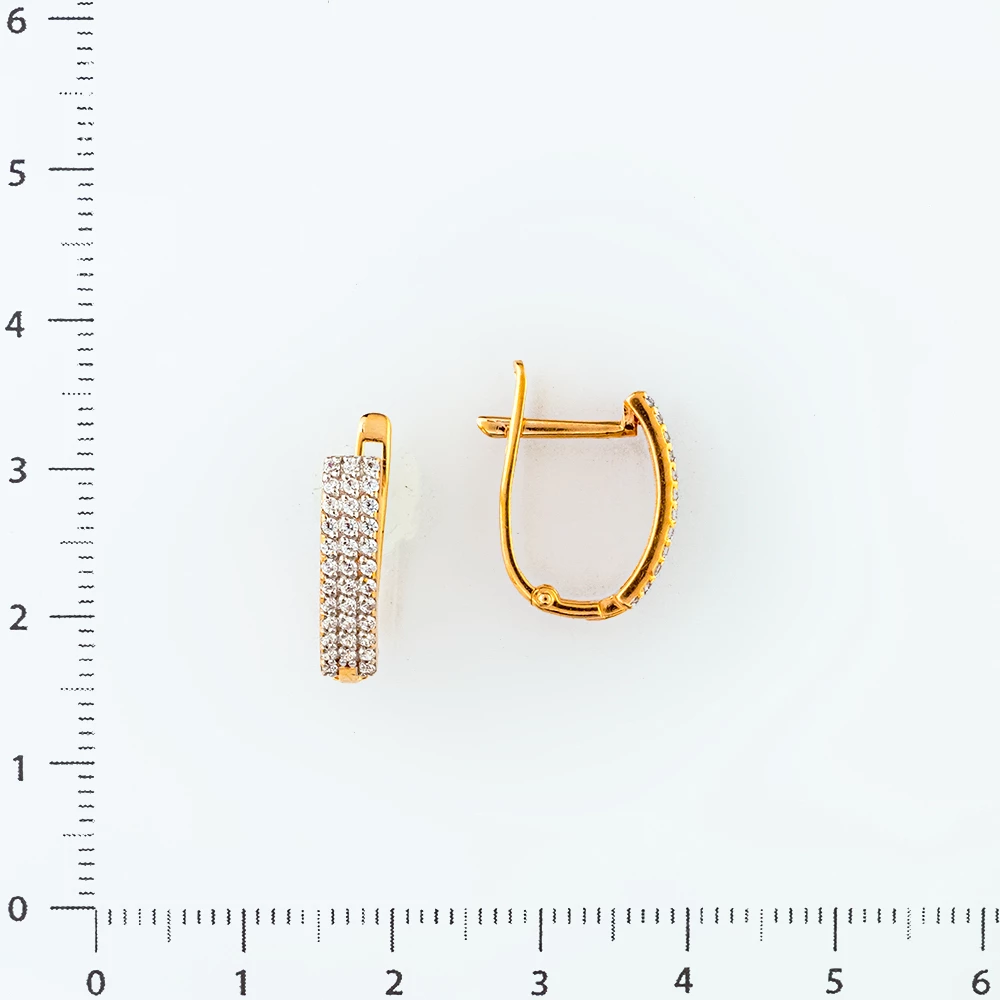 Серьги с фианитом из красного золота 585 пробы