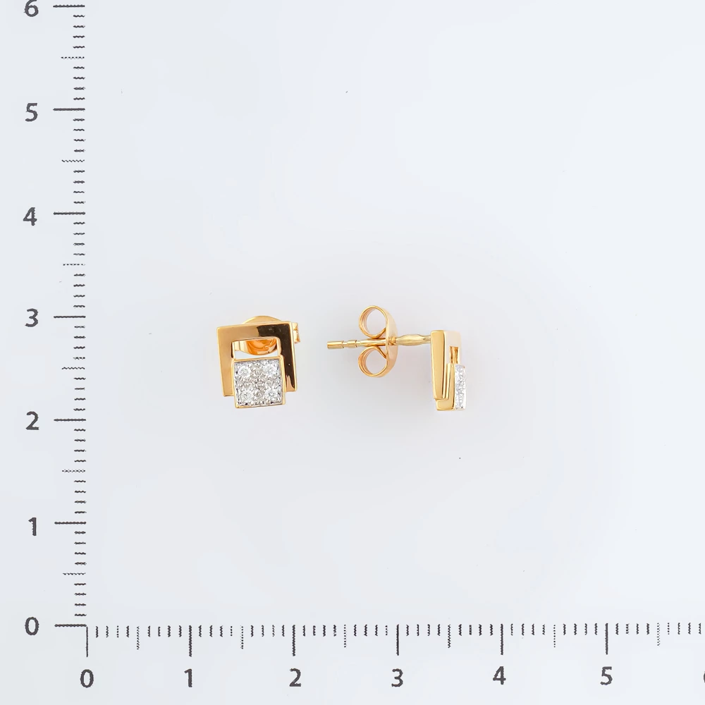 Серьги с бриллиантом из красного золота 585 пробы