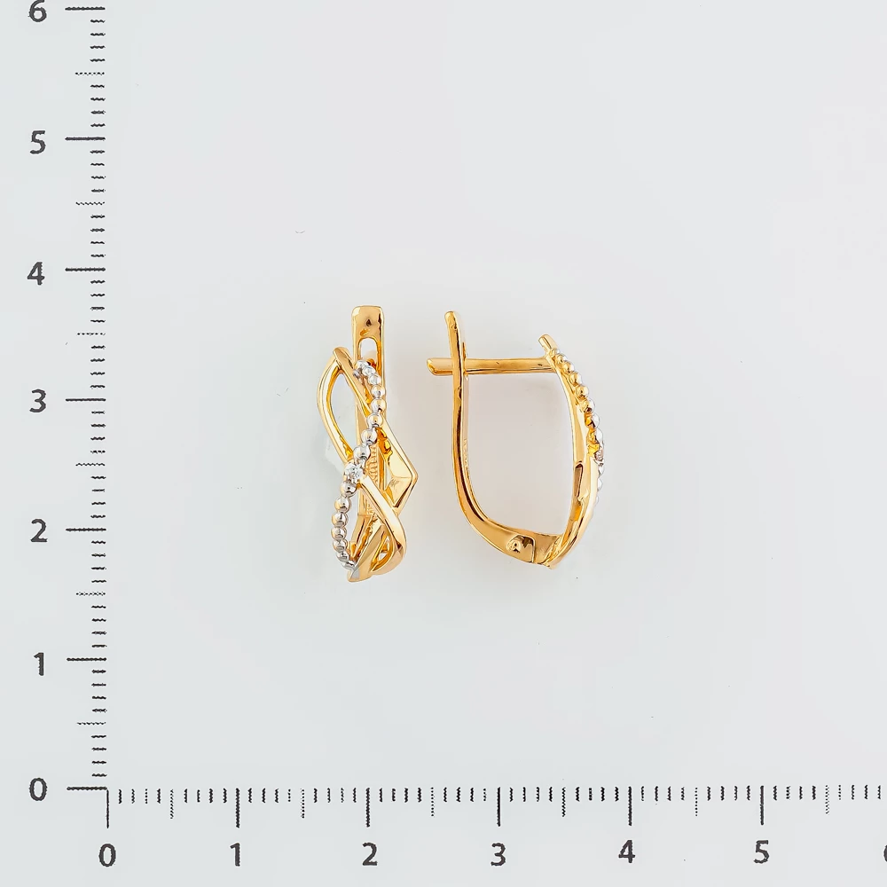 Серьги с фианитом из красного золота 585 пробы