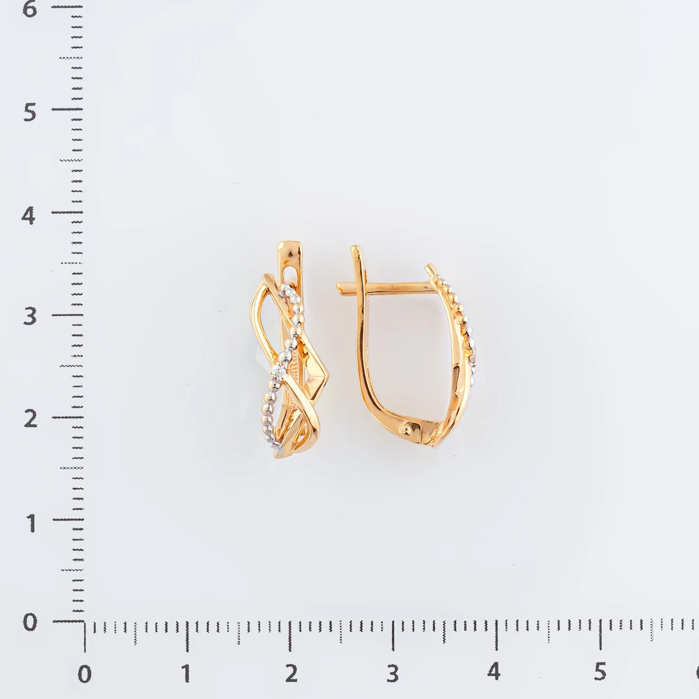 Серьги с фианитом из красного золота 585 пробы