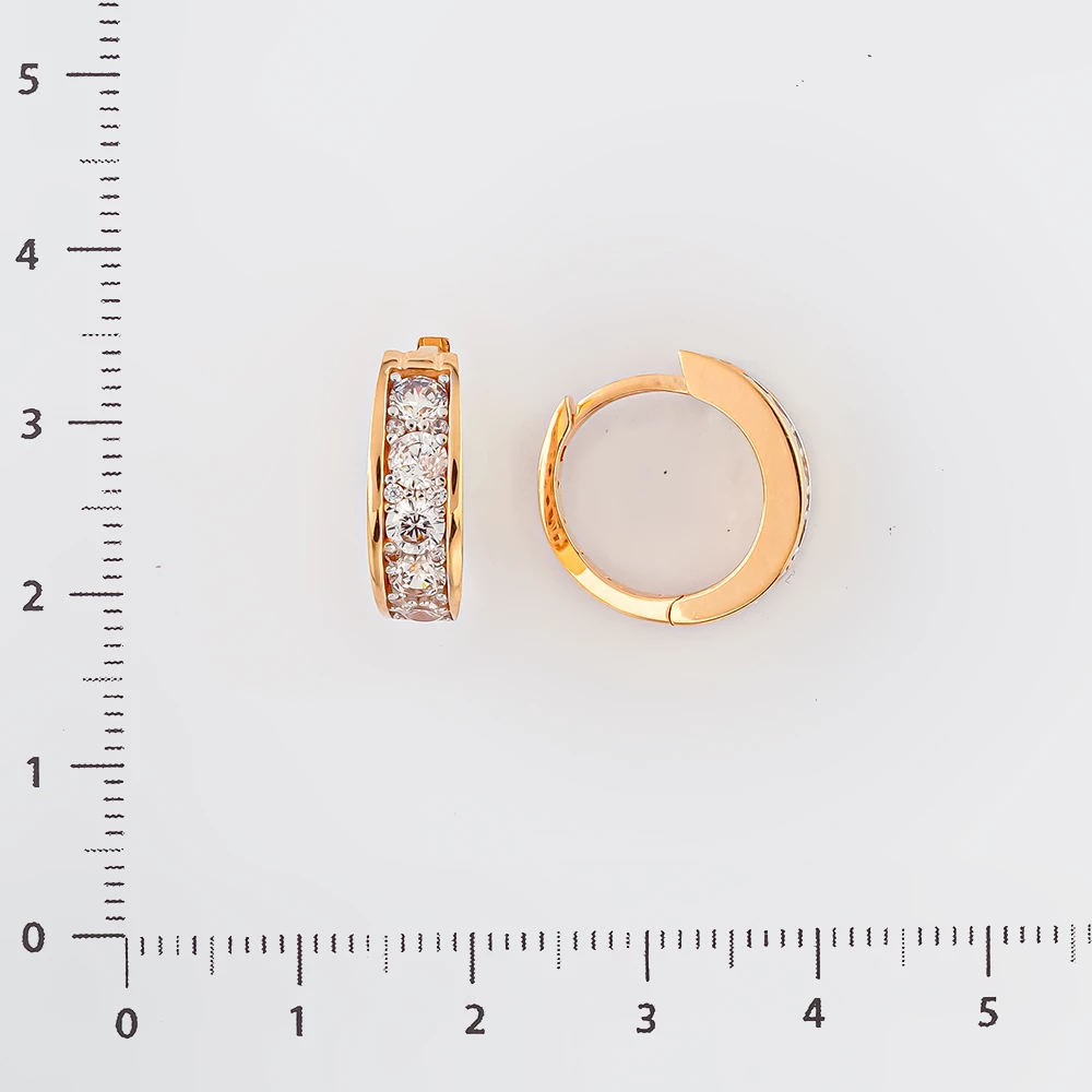 Серьги с фианитом из красного золота 585 пробы
