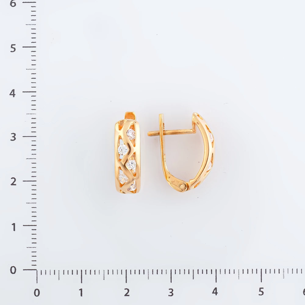 Серьги с фианитом из красного золота 585 пробы