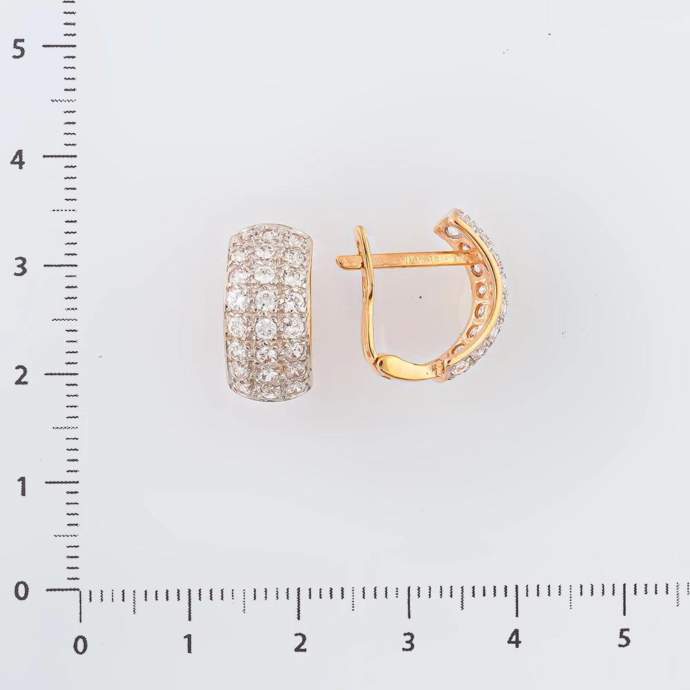 Серьги с фианитом из красного золота 585 пробы