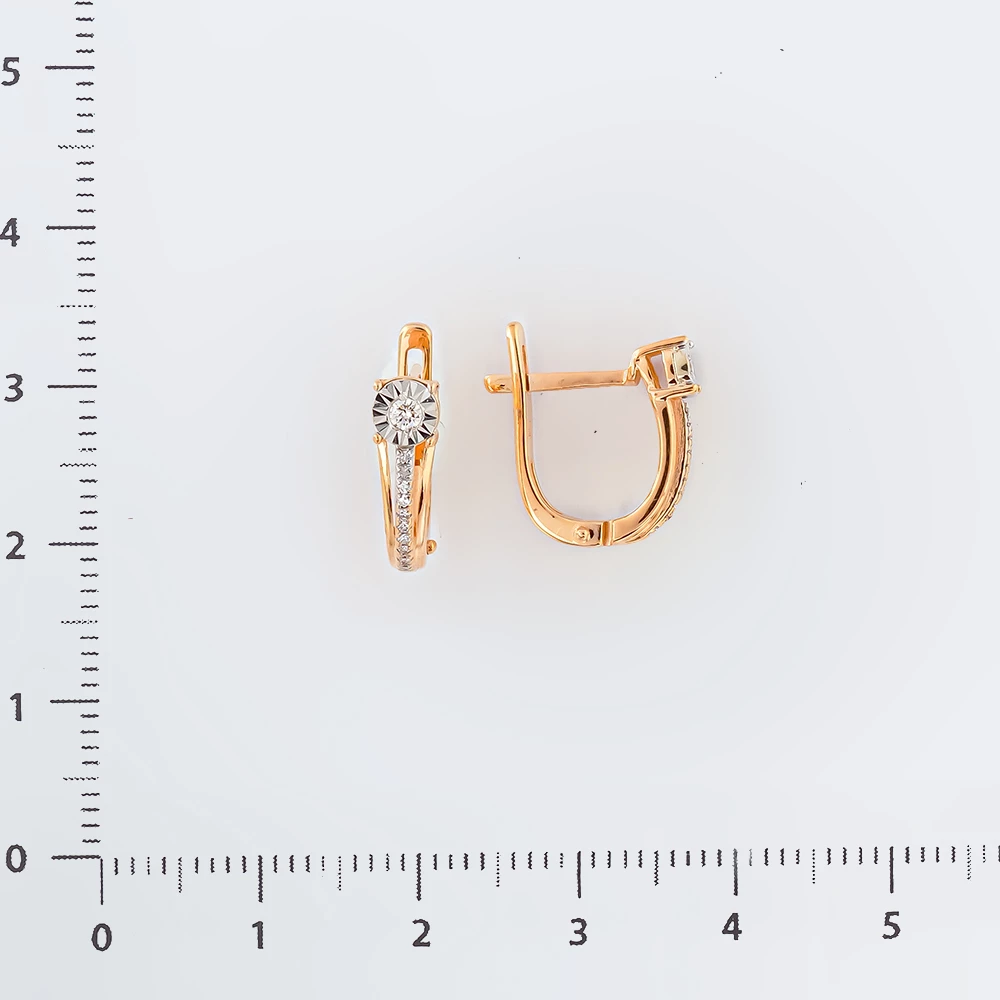 Серьги с бриллиантом из красного золота 585 пробы