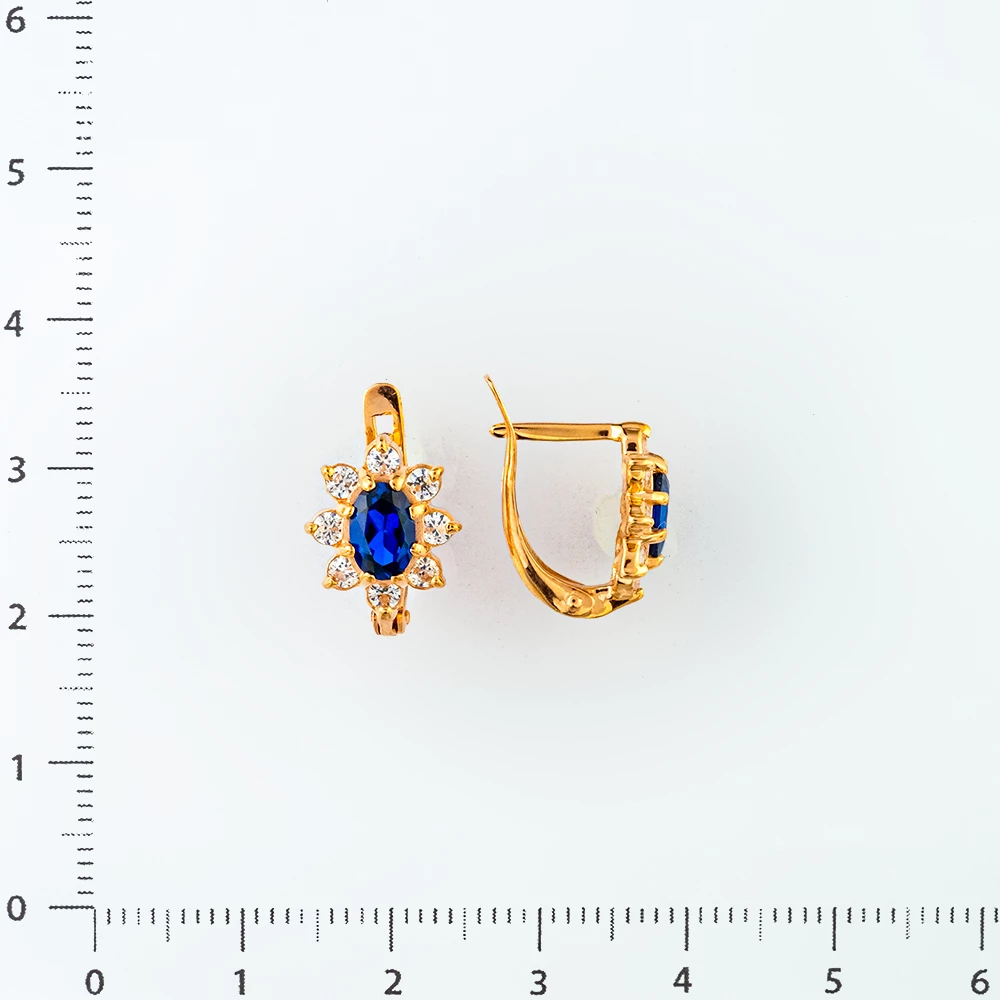 Серьги с ситаллом из красного золота 585 пробы