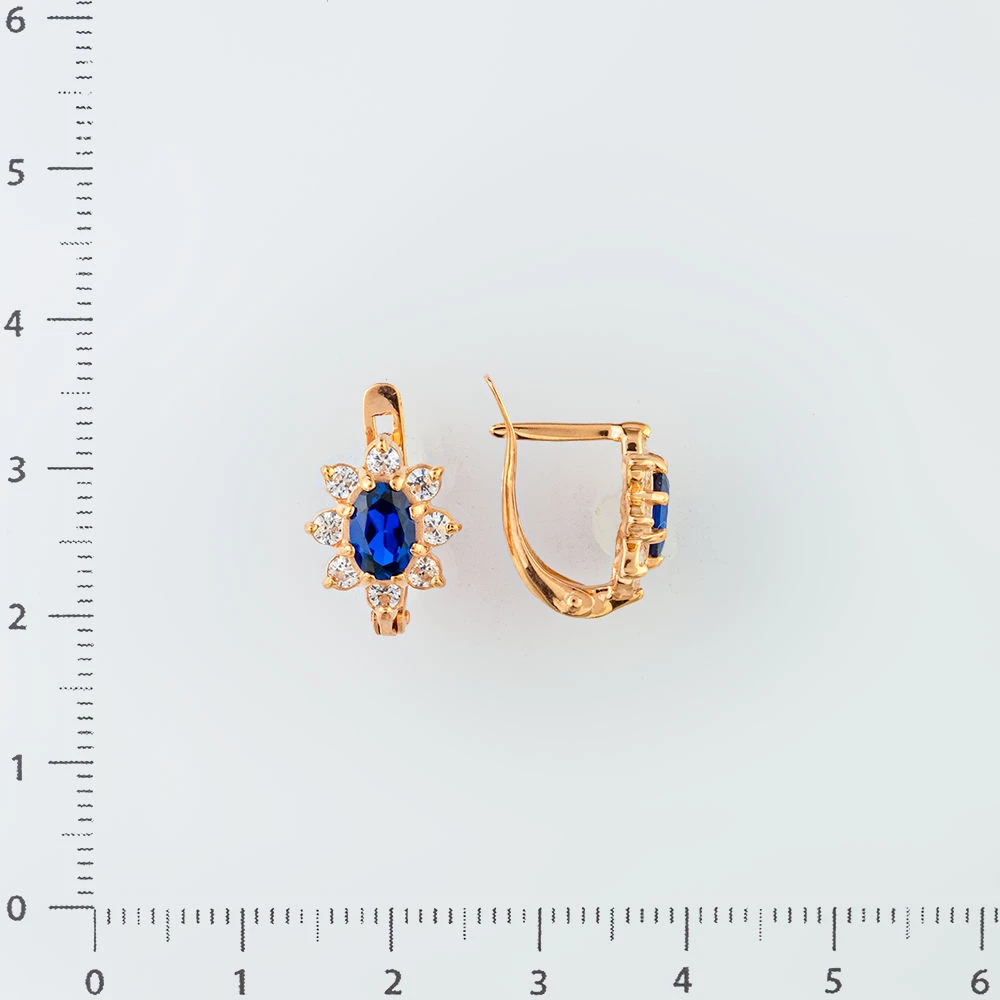 Серьги с ситаллом из красного золота 585 пробы