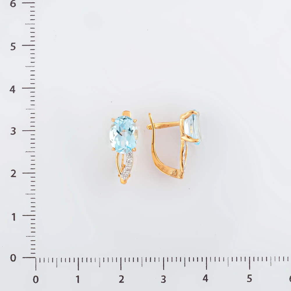 Серьги с топазом из красного золота 585 пробы