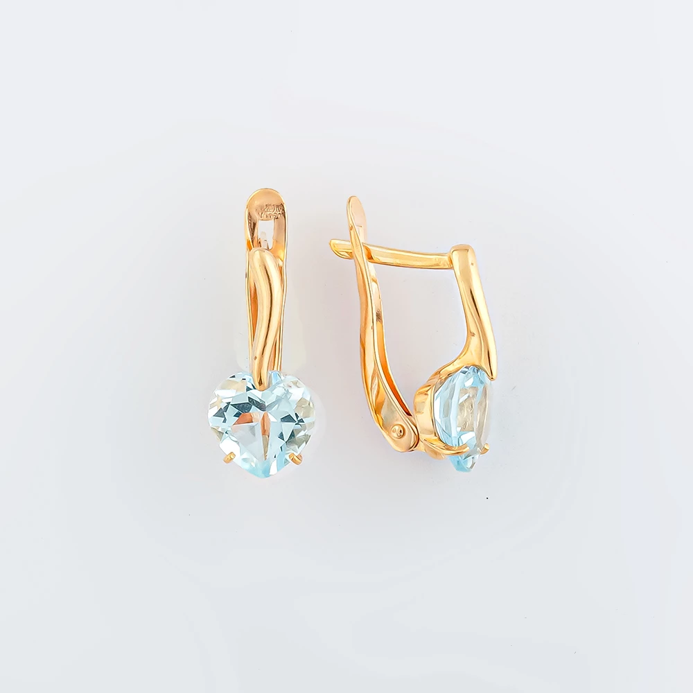 Серьги с топазом из красного золота 585 пробы