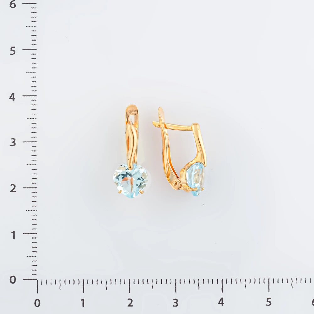 Серьги с топазом из красного золота 585 пробы