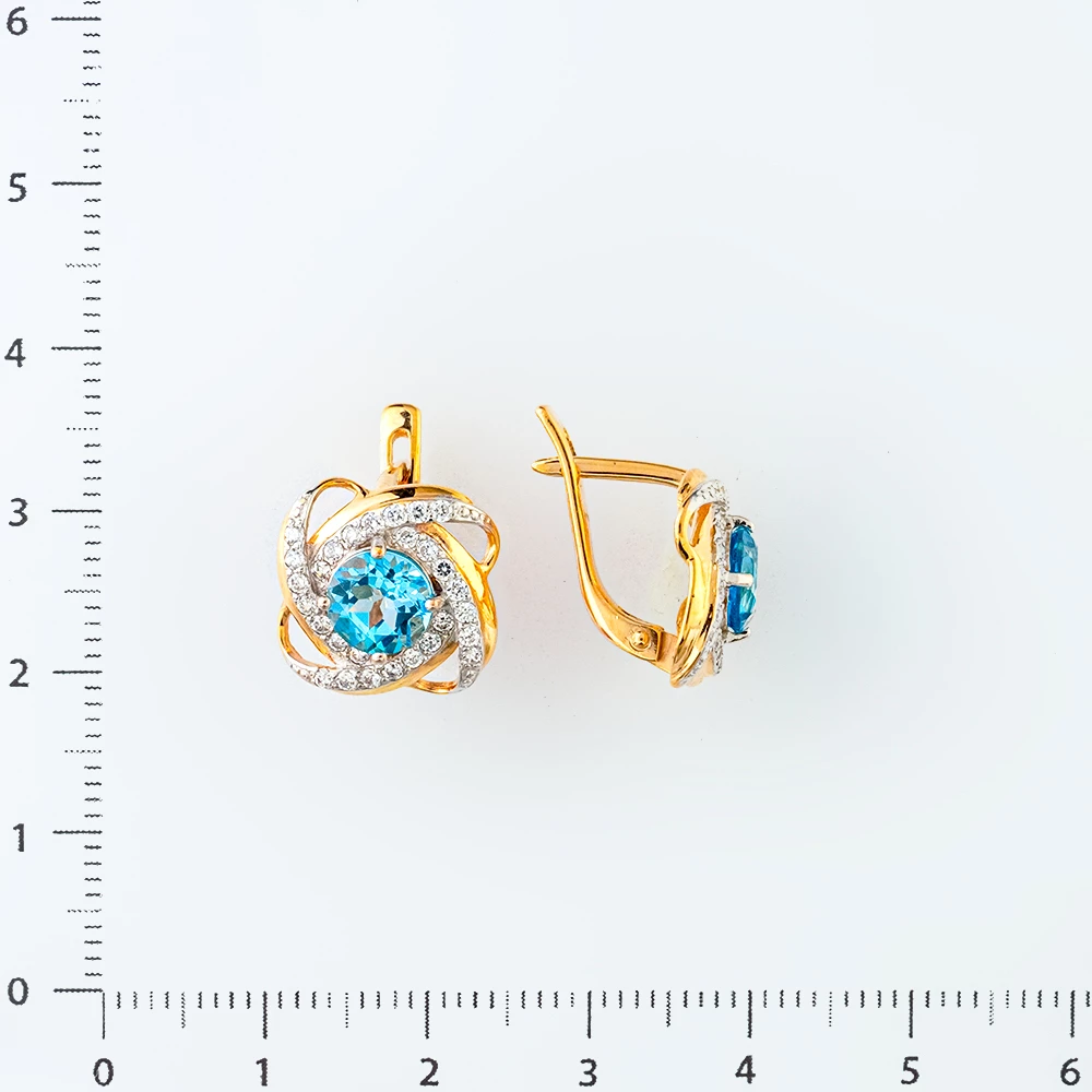 Серьги с топазом из красного золота 585 пробы