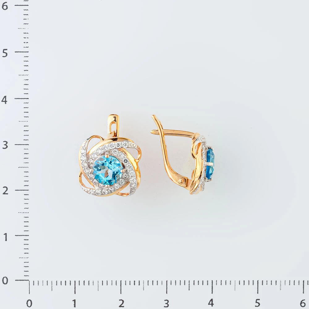 Серьги с топазом из красного золота 585 пробы