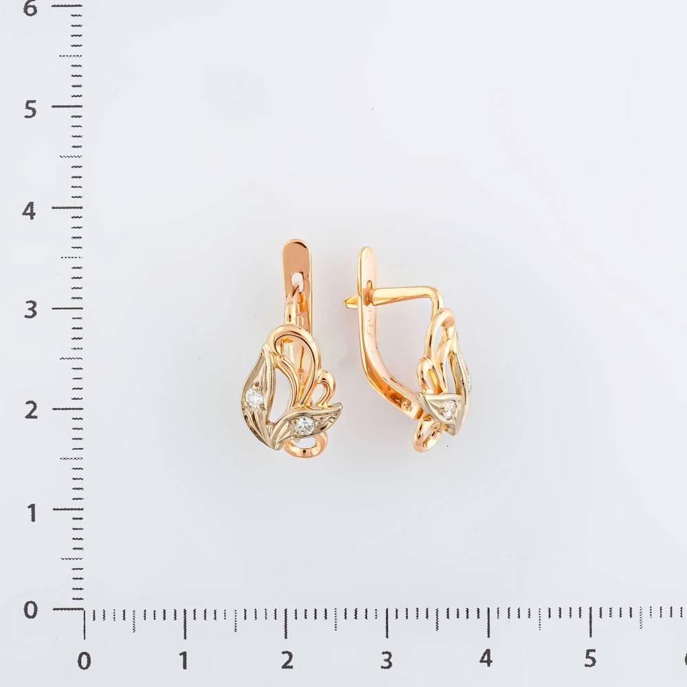 Серьги с бриллиантом из красного золота 585 пробы
