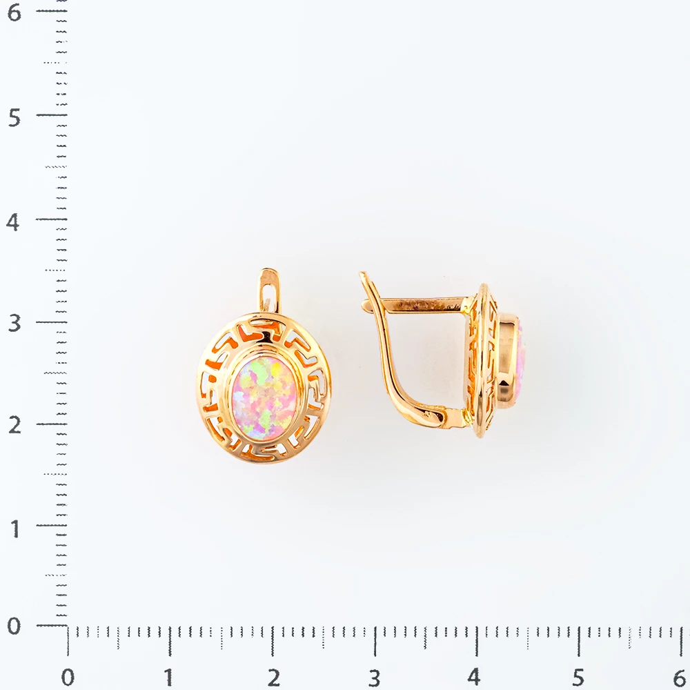 Серьги с опалом синтетическим из красного золота 585 пробы