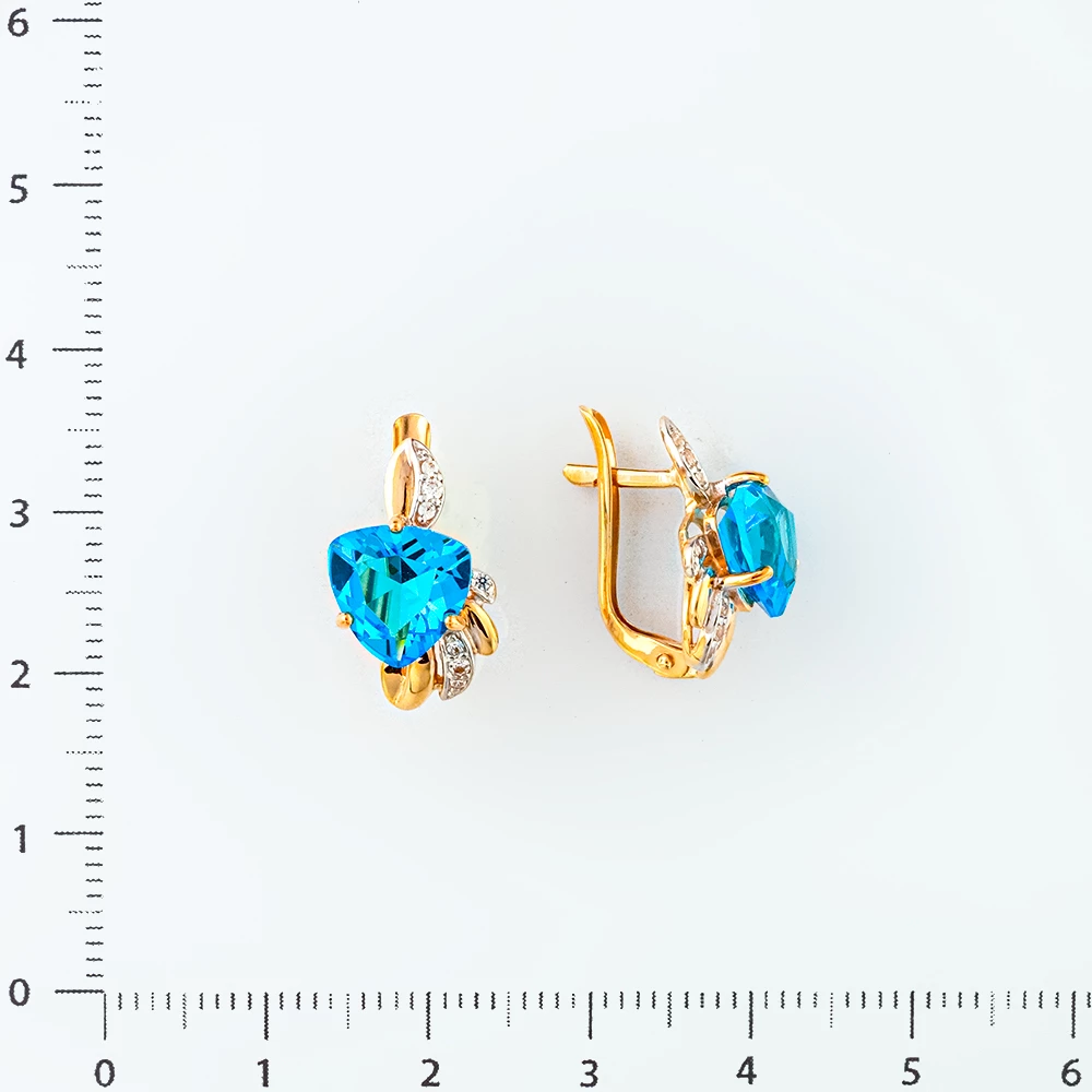 Серьги с ситаллом из красного золота 585 пробы