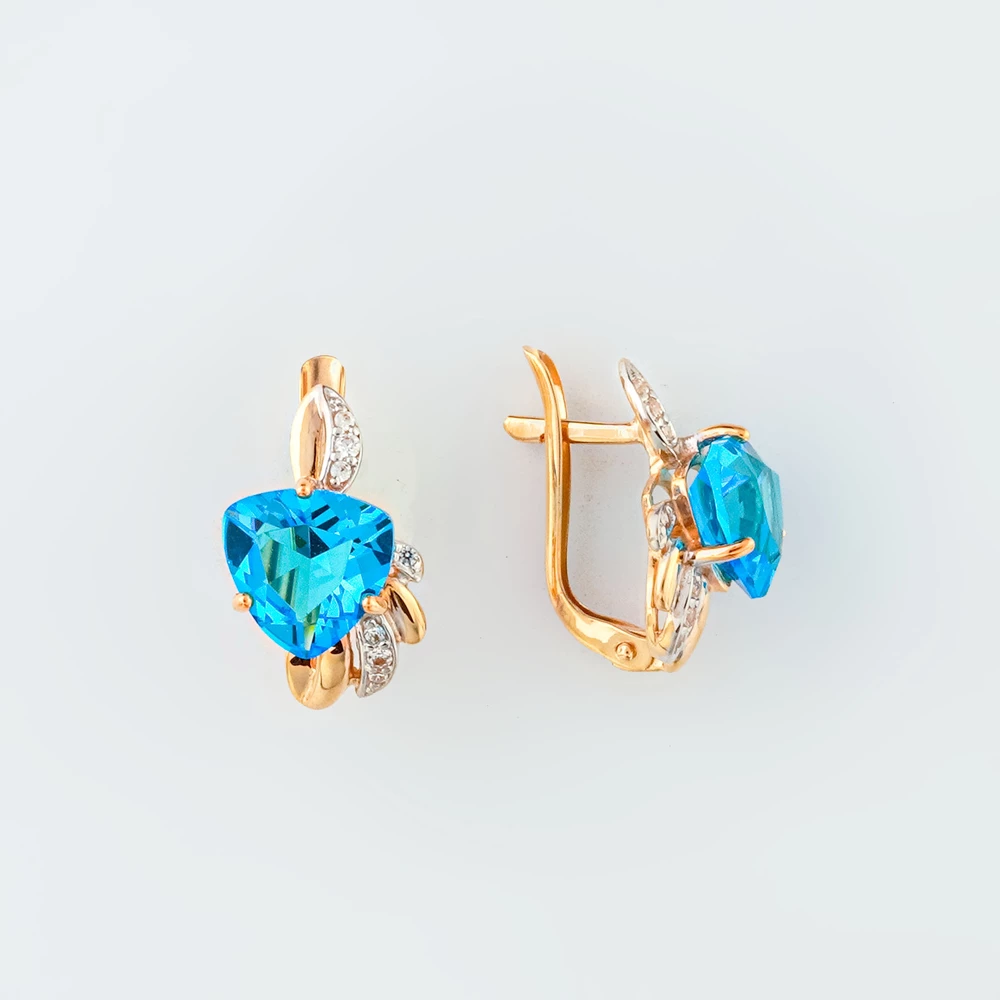 Серьги с ситаллом из красного золота 585 пробы