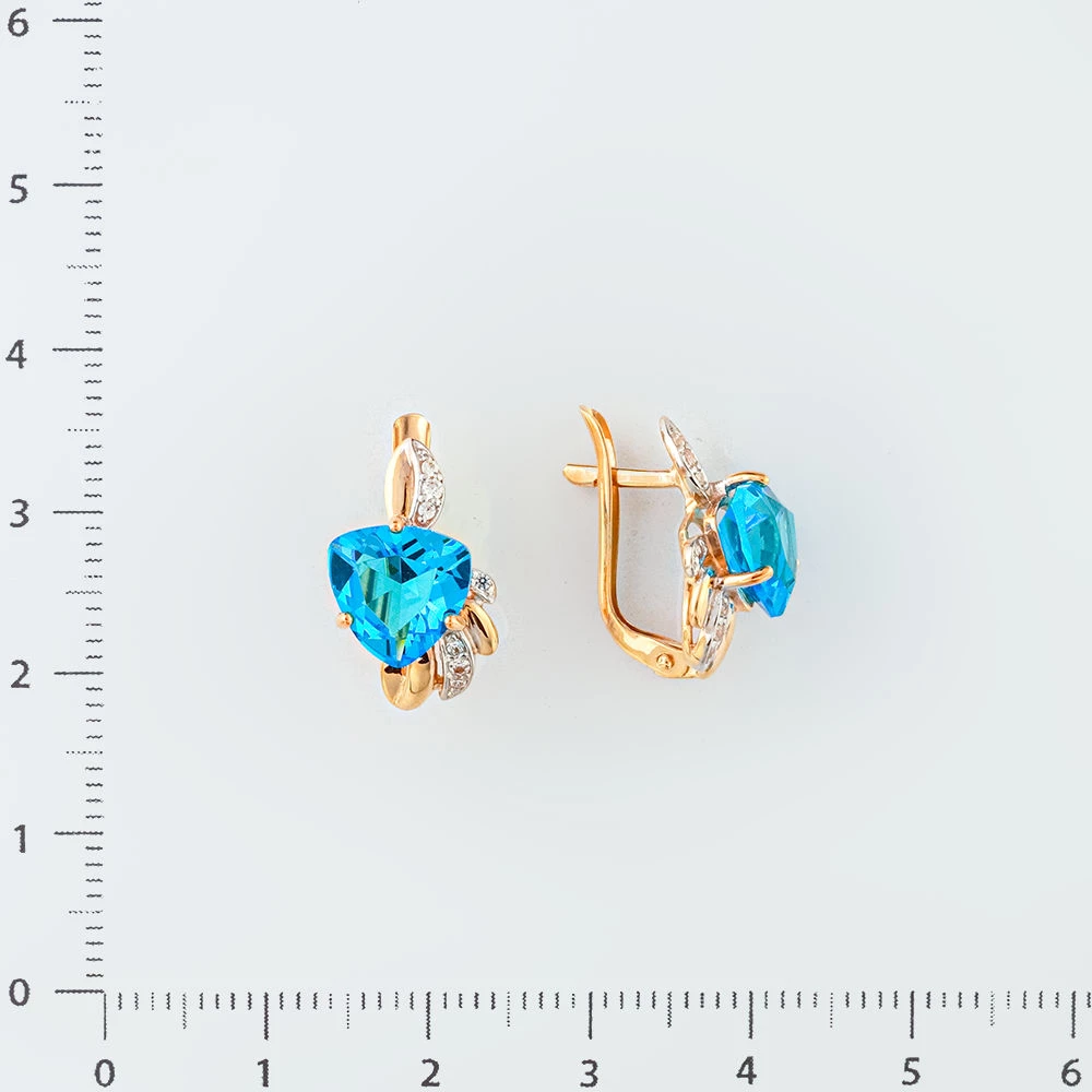 Серьги с ситаллом из красного золота 585 пробы