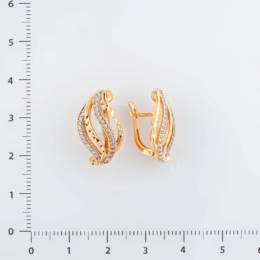 Серьги с фианитом из красного золота 585 пробы