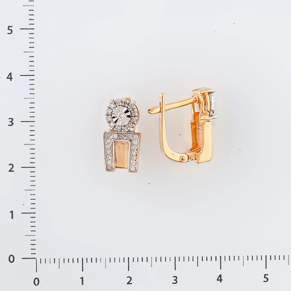 Серьги с бриллиантом из красного золота 585 пробы