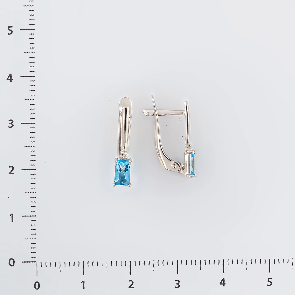 Серьги с топазом из белого золота 585 пробы