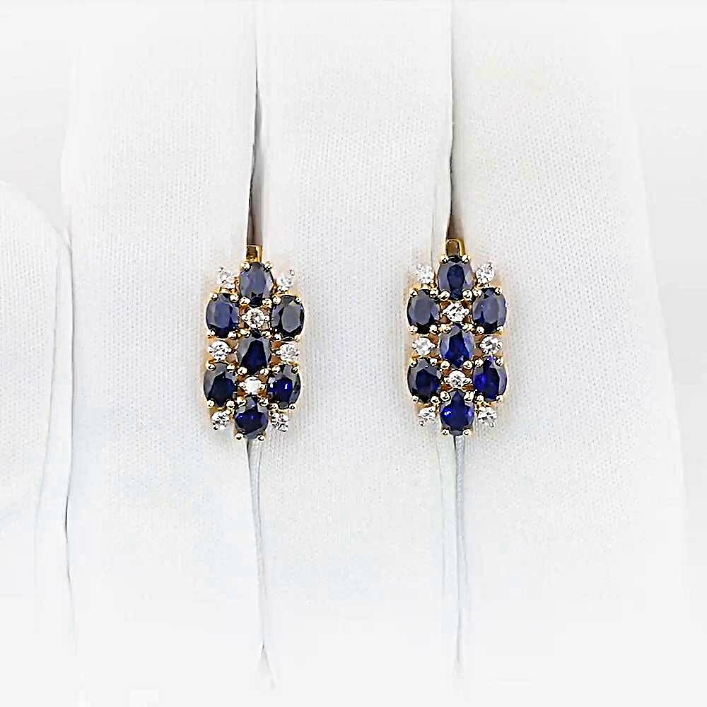 Серьги с сапфиром из красного золота 585 пробы 1