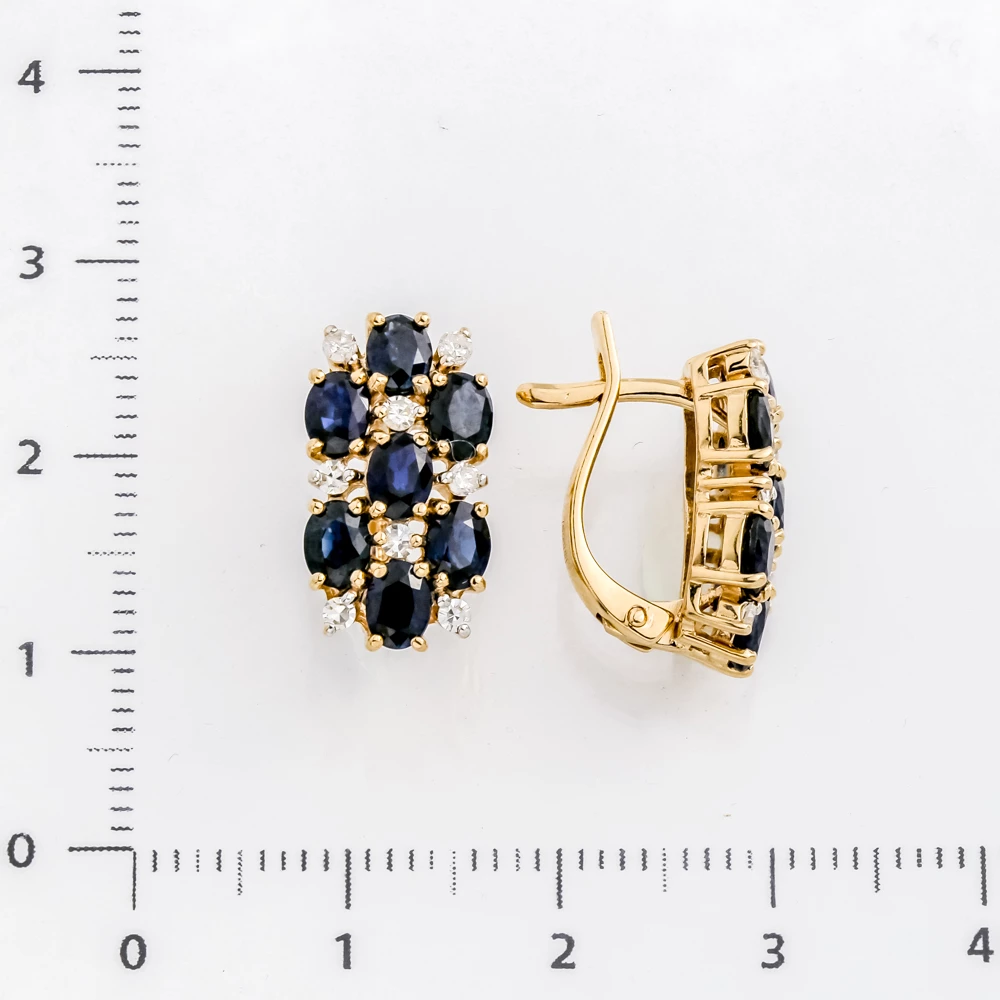 Серьги с сапфиром из красного золота 585 пробы