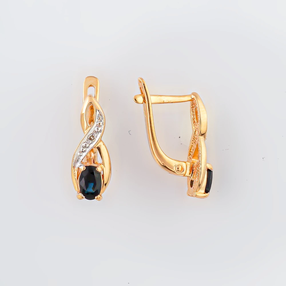 Серьги с сапфиром из красного золота 585 пробы