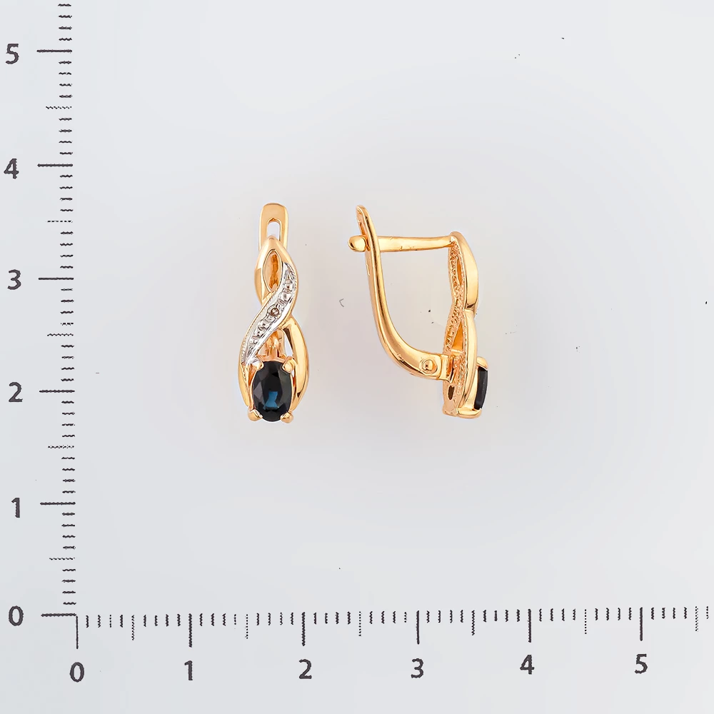 Серьги с сапфиром из красного золота 585 пробы