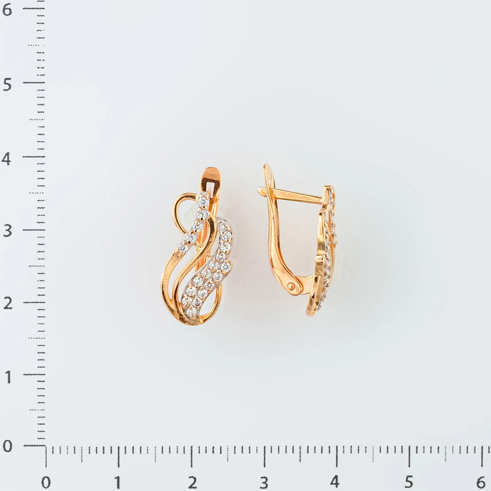 Серьги с фианитом из красного золота 585 пробы