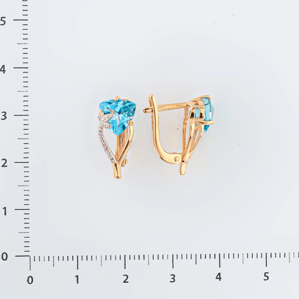 Серьги с топазом из красного золота 585 пробы