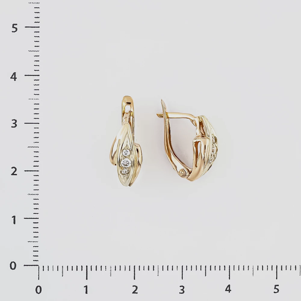 Серьги с фианитом из красного золота 585 пробы