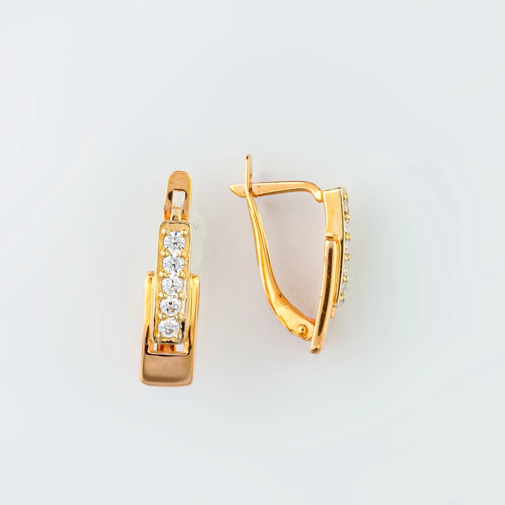 Серьги с фианитом из желтого золота 585 пробы