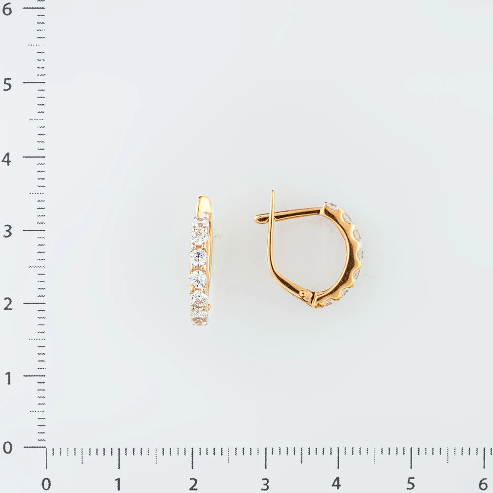 Серьги с фианитом из красного золота 585 пробы