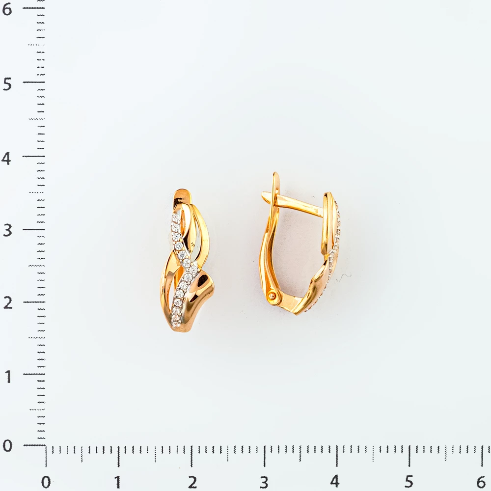 Серьги с фианитом из красного золота 585 пробы