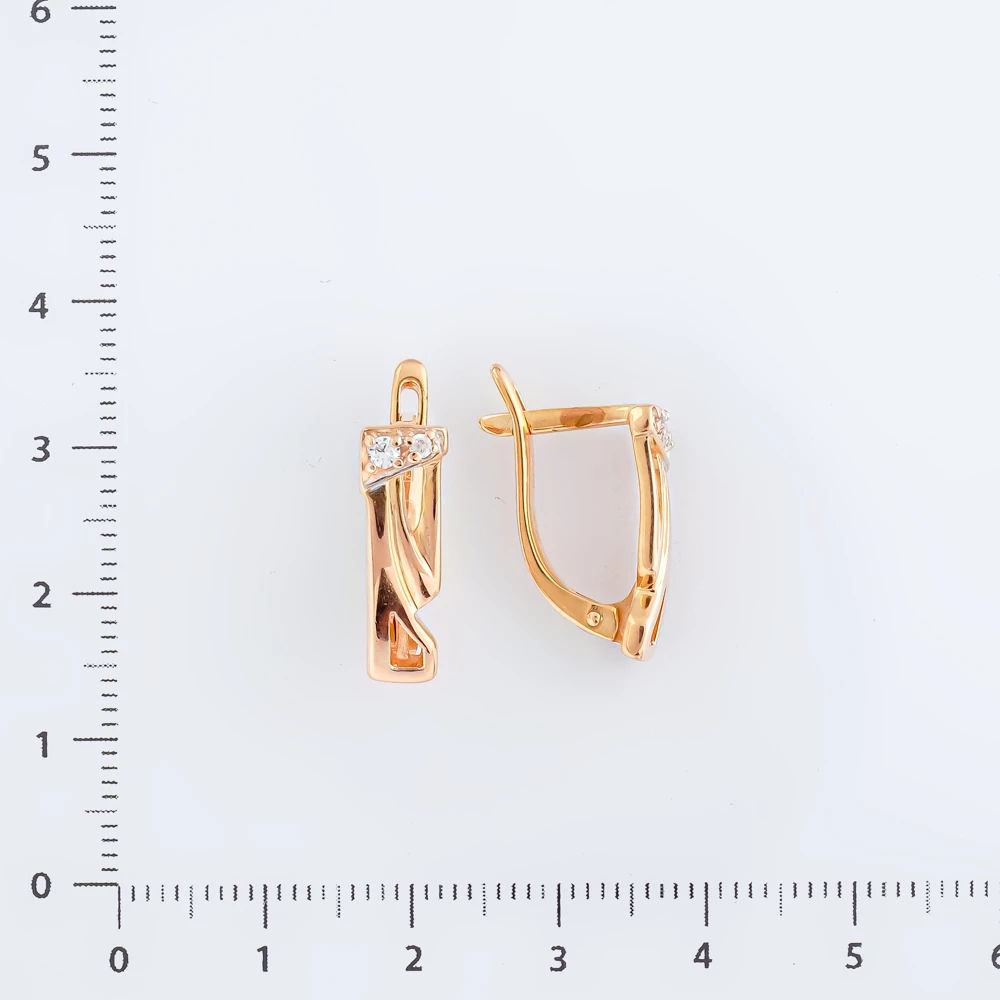 Серьги с фианитом из красного золота 585 пробы