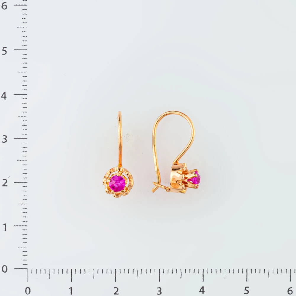 Серьги с фианитом из красного золота 583 пробы
