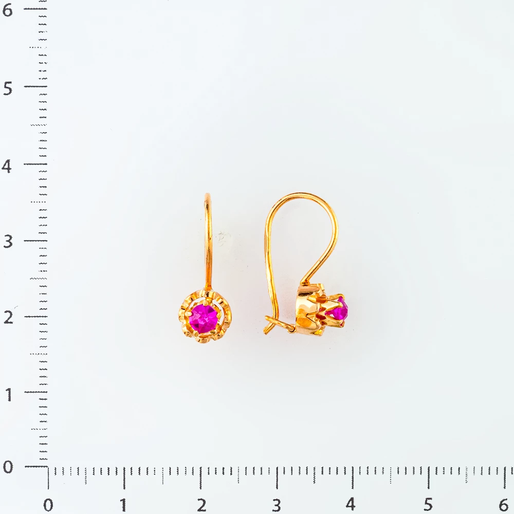 Серьги с фианитом из красного золота 583 пробы