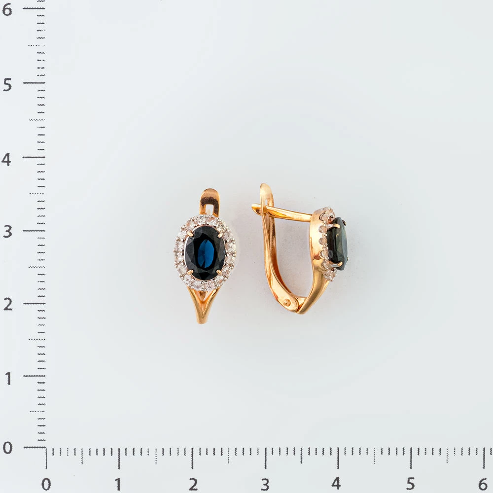 Серьги с сапфиром из красного золота 585 пробы