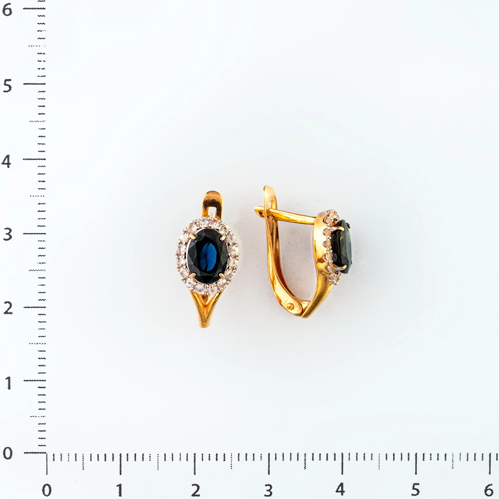 Серьги с сапфиром из красного золота 585 пробы