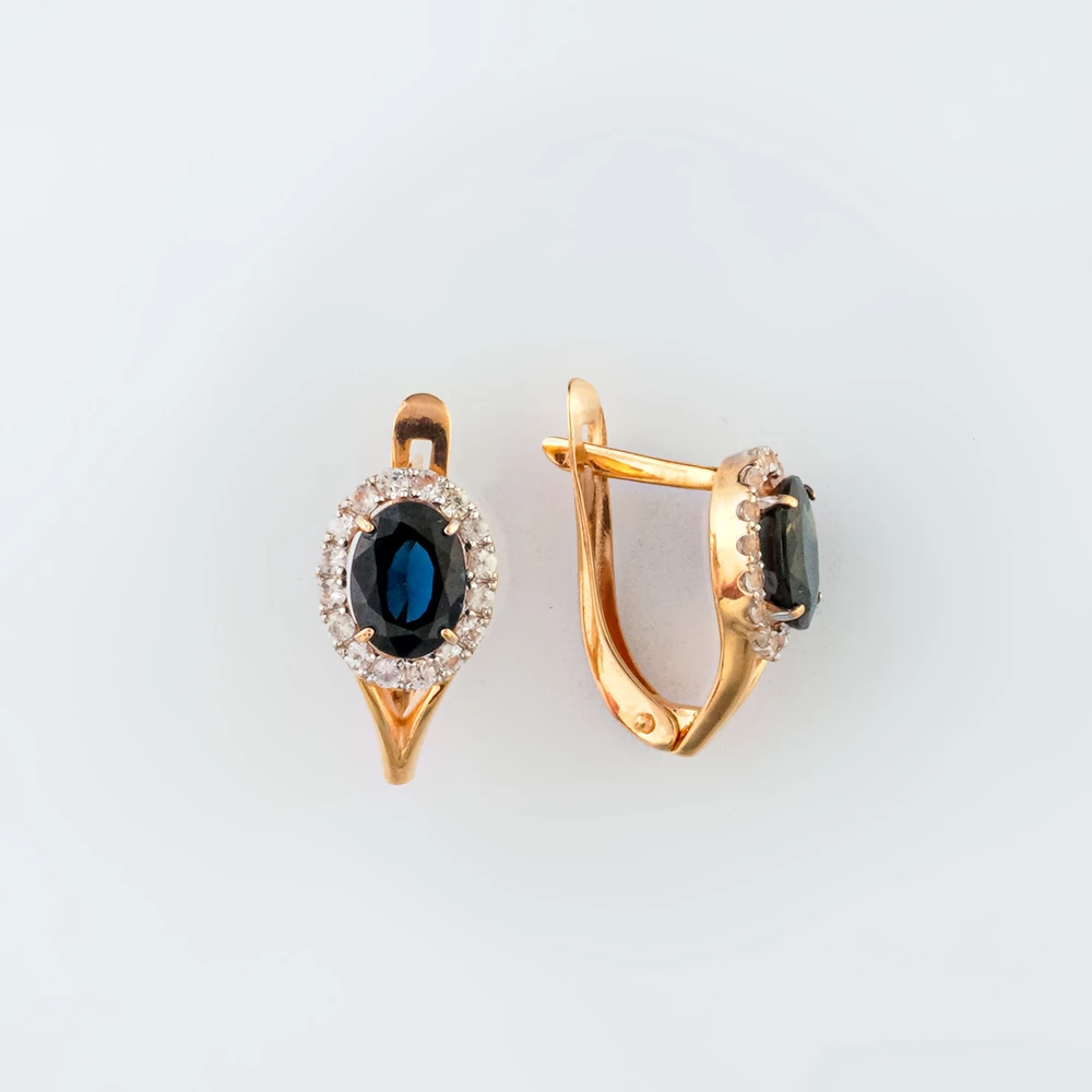Серьги с сапфиром из красного золота 585 пробы