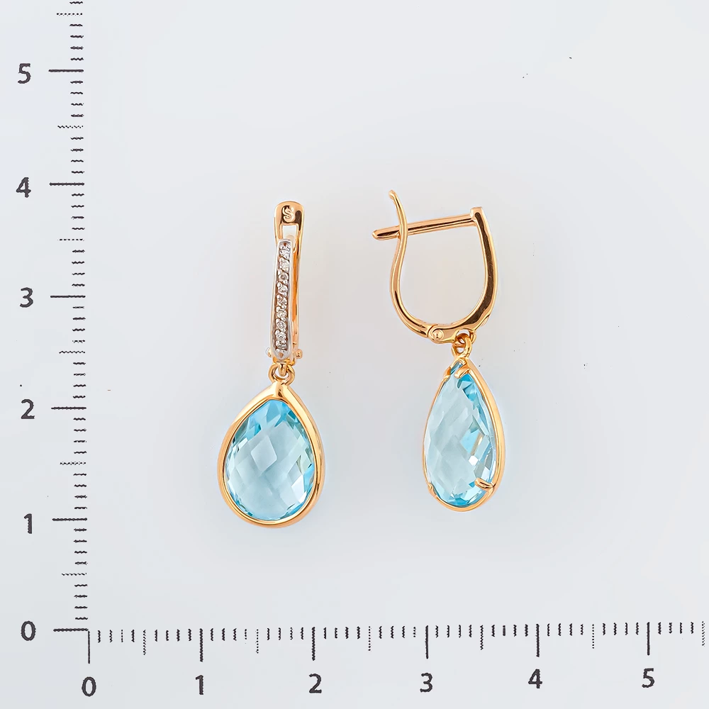 Серьги с топазом из красного золота 585 пробы