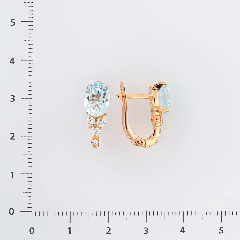Серьги с топазом из красного золота 585 пробы