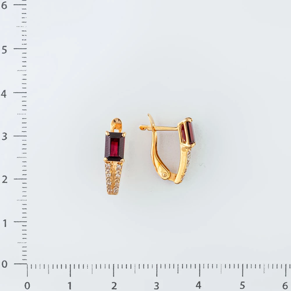 Серьги с гранатом из красного золота 585 пробы