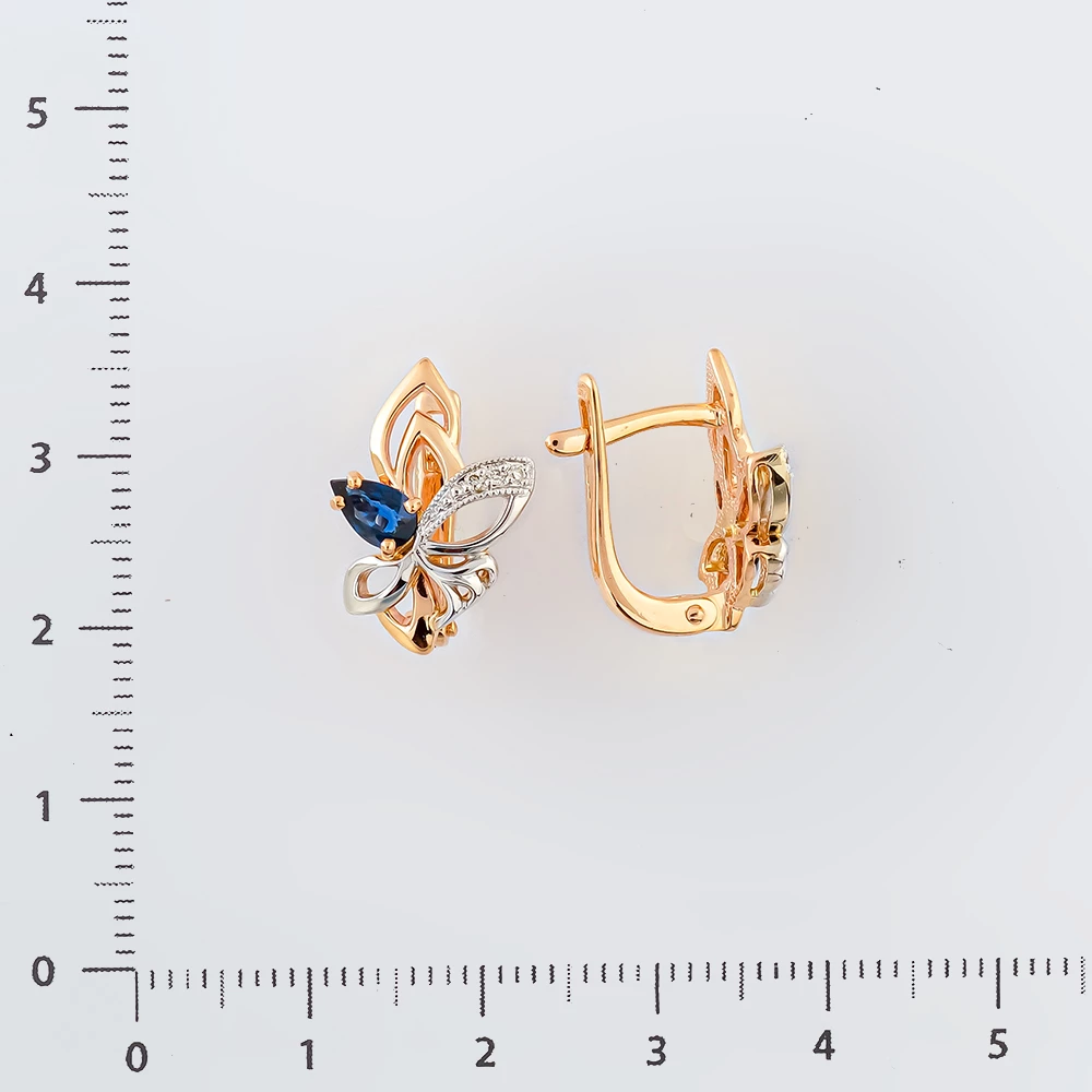 Серьги с сапфиром из красного золота 585 пробы